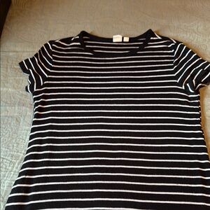 GAP Black and White Striped Midi Dress